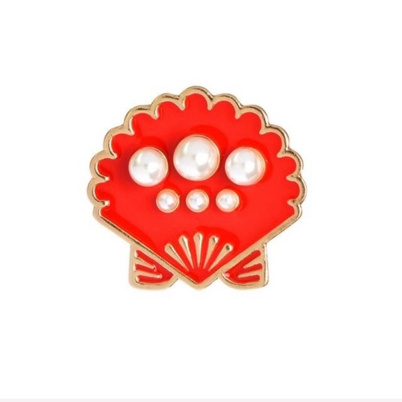 Accessories - [Boutique] Red Shell Enamel Pearl Pin